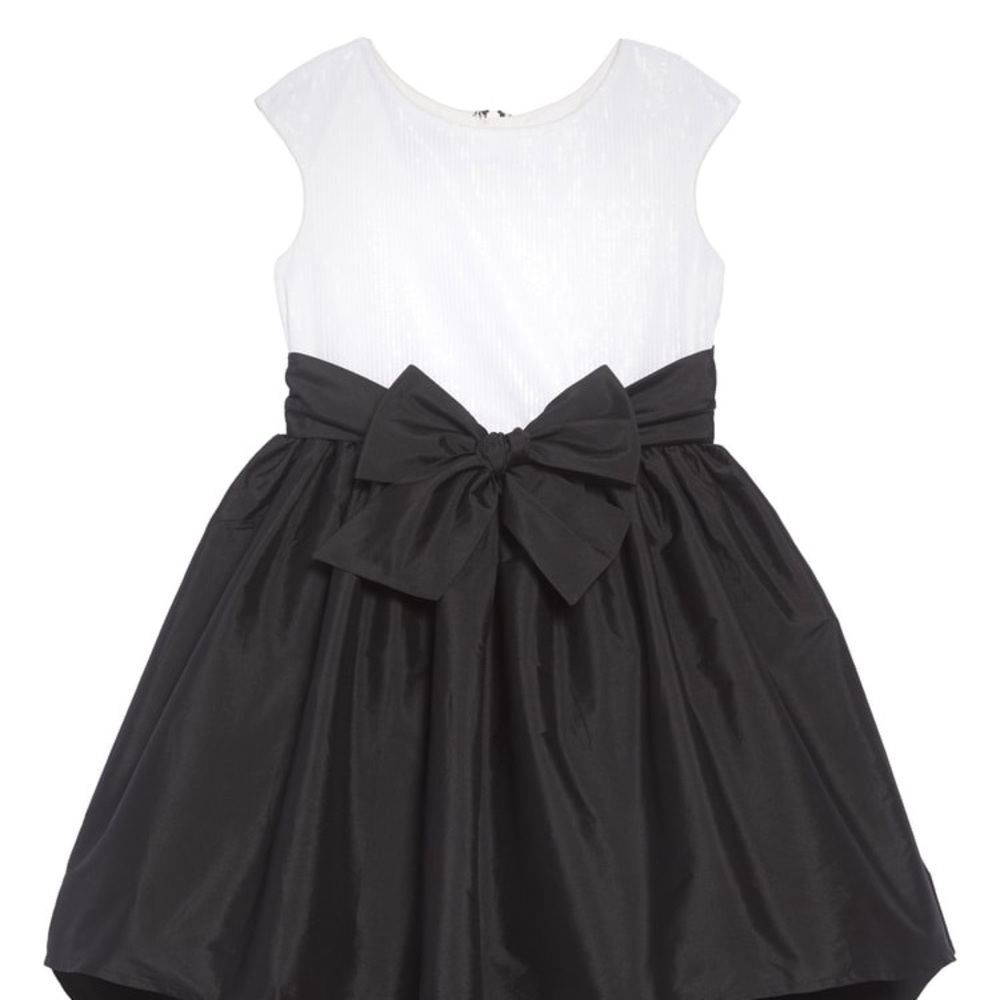 Black and white sequin and taffeta dress